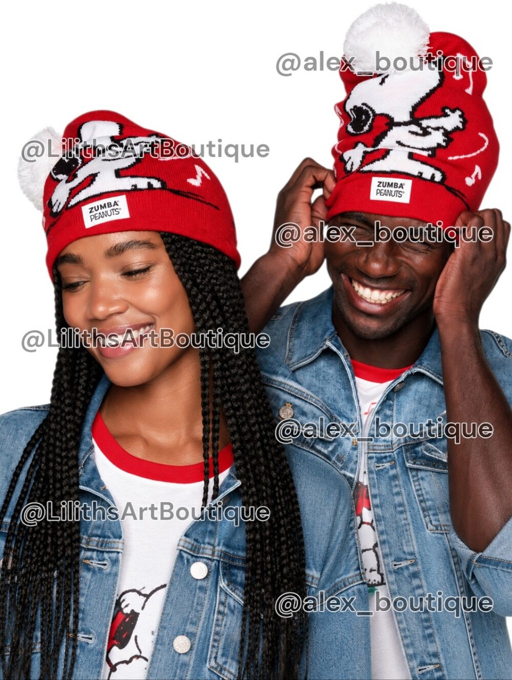 Zumba X Peanuts Jacquard Knit Beanie Hat Viva La Red One Size (V003)